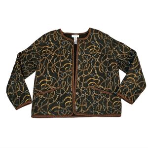 VTG 90's Jones New York Sport Women's Medium Quilted Equestrian Horse Bit Jacket